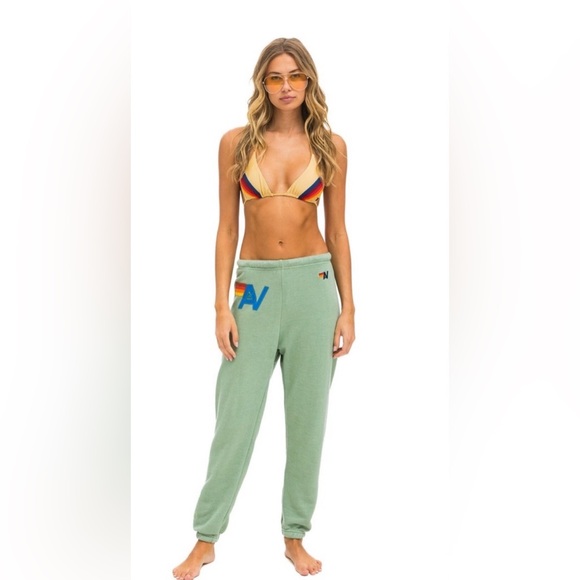 Aviator Natiom Logo Stitch Sweatpants in Sage
